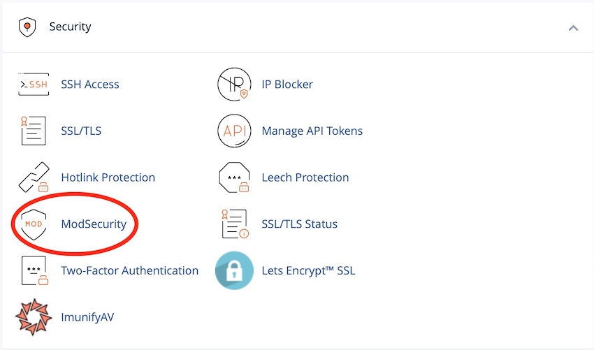 ModSecurity in cPanel