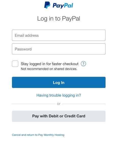PayPal screen