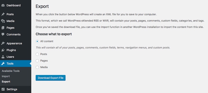 WordPress Export Tools 2